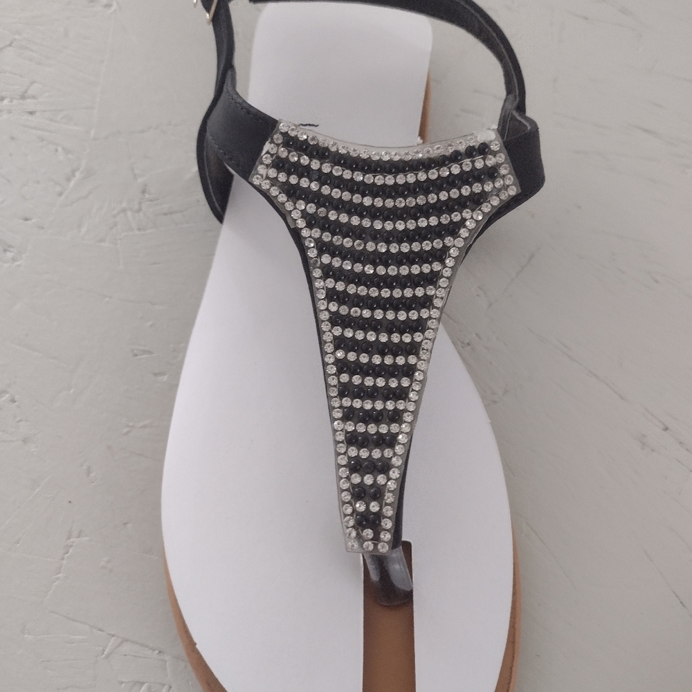 Black Rhinestone Thong sandals